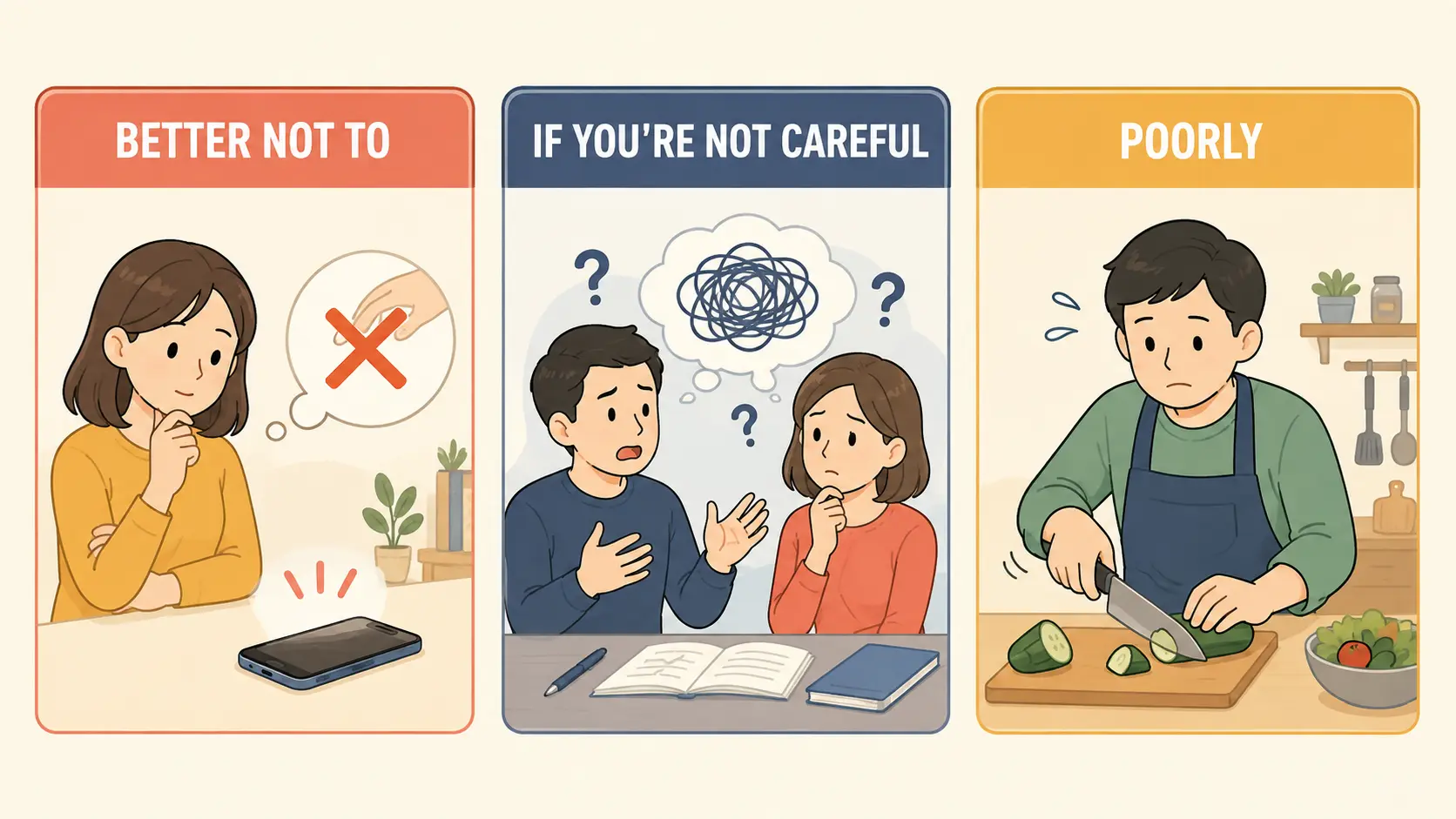 better not to、if you’re not careful、poorlyの違い