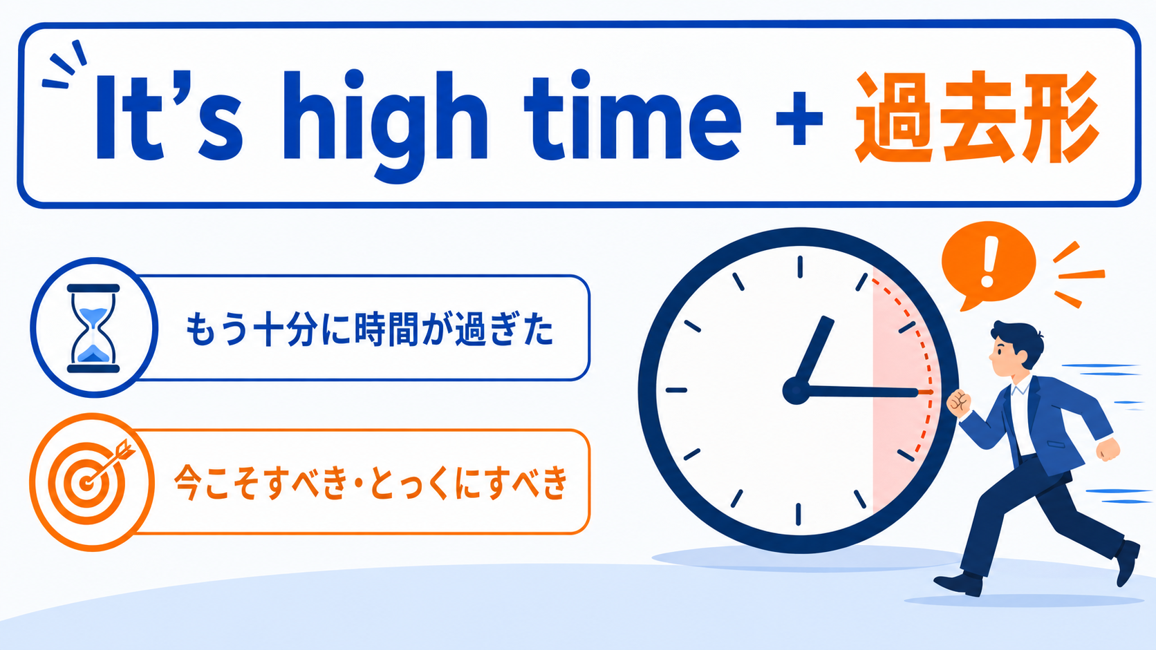 It’s high timeの直訳イメージと実際の意味