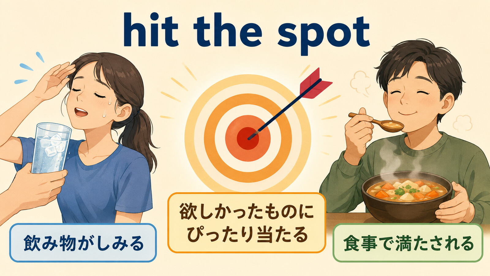 That hit the spot.の意味は？「まさにこれが欲しかった・しみる」の英語