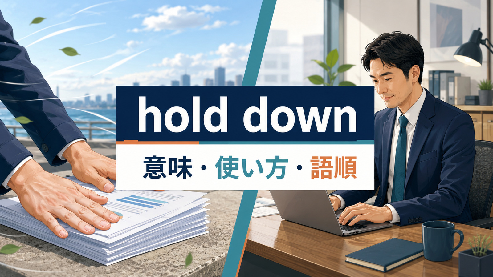 hold downの意味は？「押さえる・仕事を続ける・低く抑える」の使い方と語順