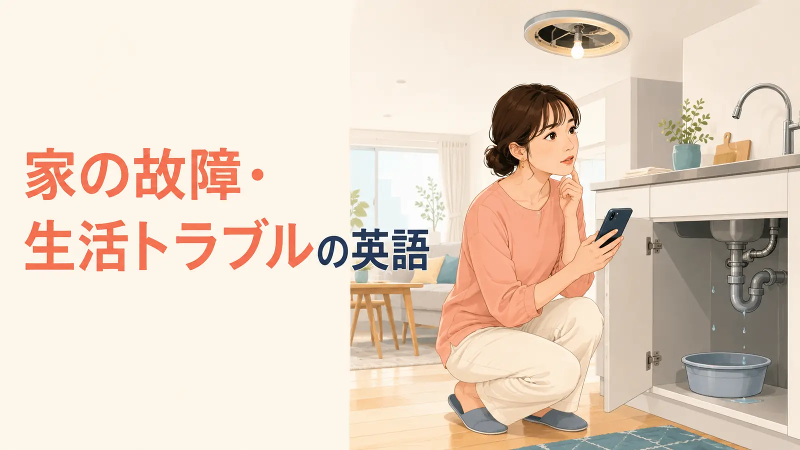 家の故障・生活トラブルで使う英語を紹介する記事のアイキャッチ