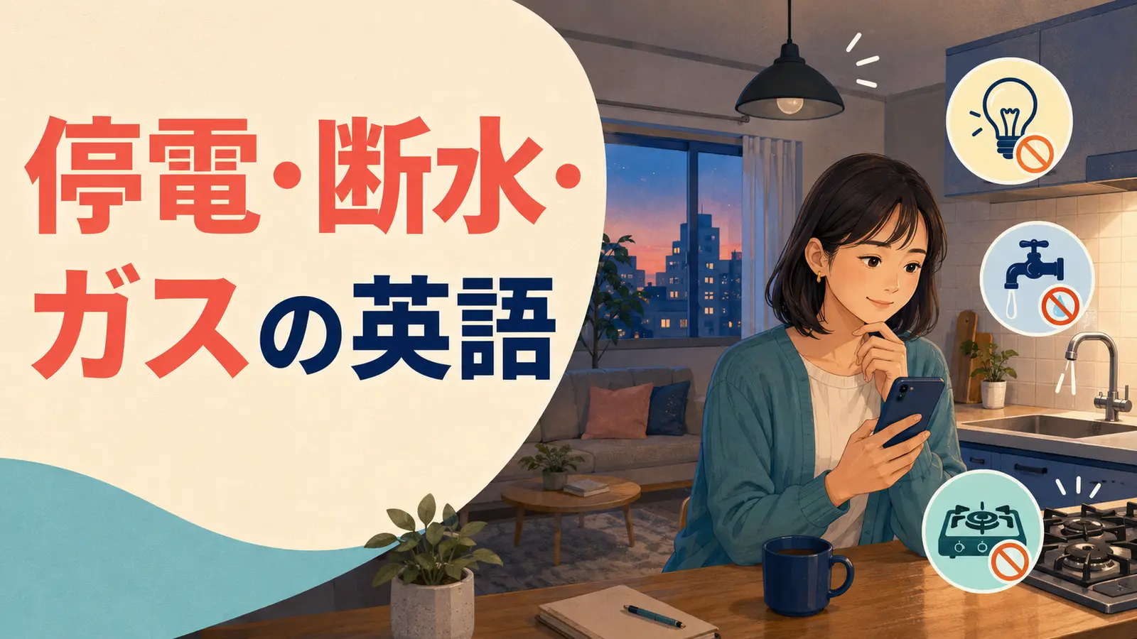 停電・断水・ガス停止を英語で伝える記事のアイキャッチ