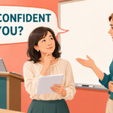 How confident are you?と自信のほどを尋ねる英会話イラスト