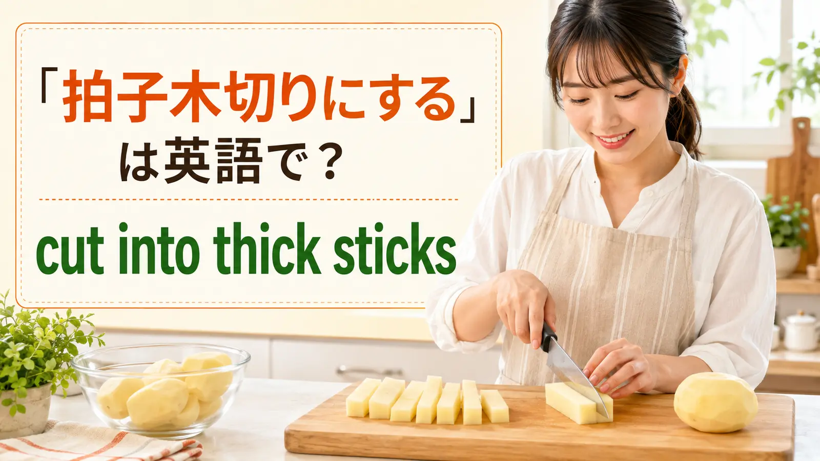 「拍子木切りにする」は英語で？thick sticks・batonsと簡単な言い換え