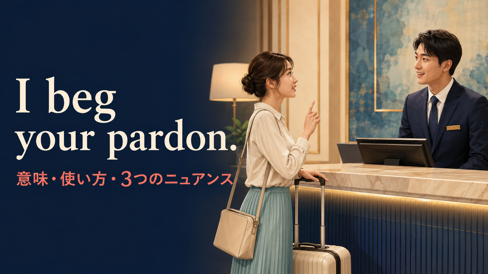 I beg your pardonの意味・使い方・3つのニュアンスを紹介するアイキャッチ画像