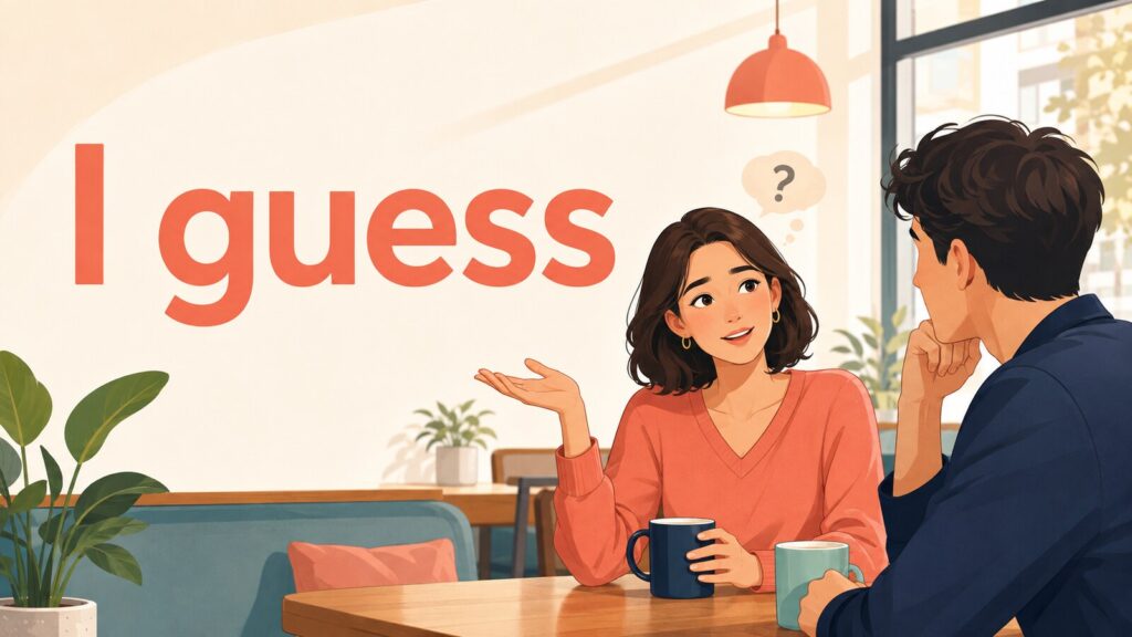I guessの意味と使い方を表す英会話イラスト