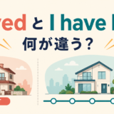 I livedとI have livedの違いを過去と現在へのつながりで示すアイキャッチ画像