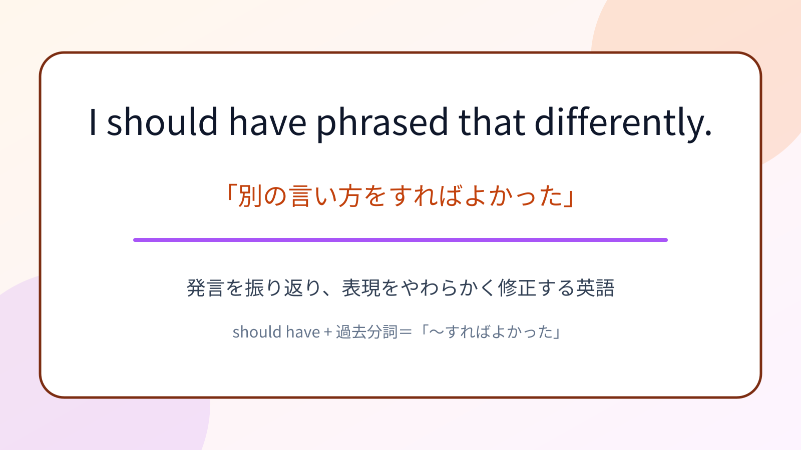 I should have phrased that differently.の意味・使い方