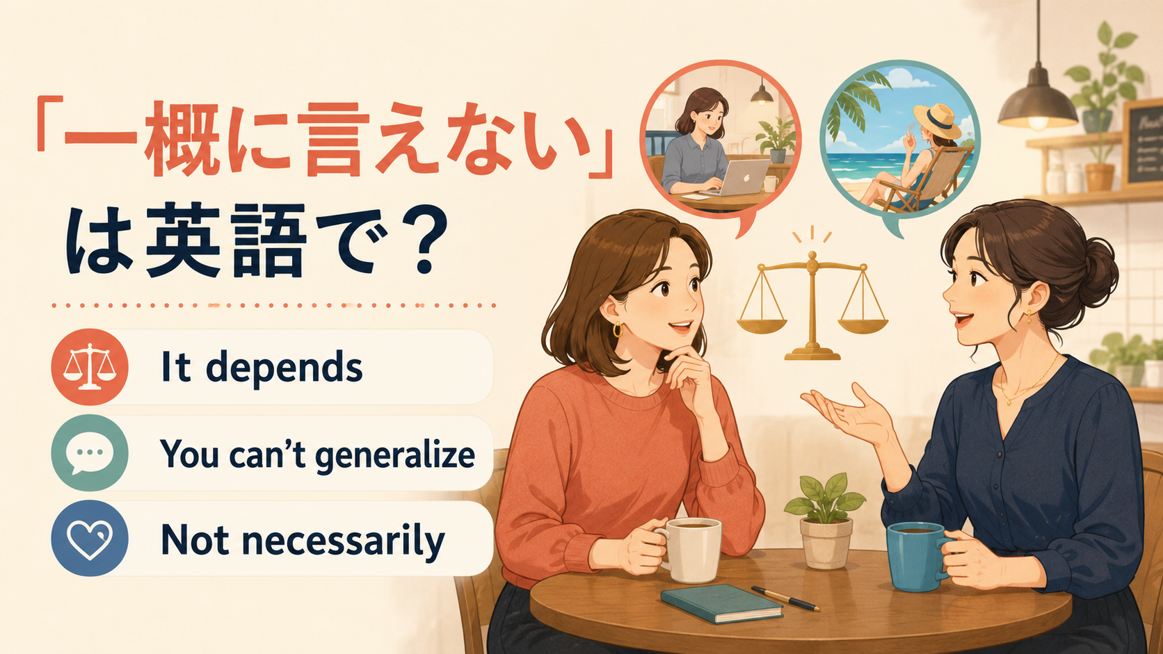 「一概に言えない」は英語で？It depends・You can’t generalize・Not necessarilyの違い
