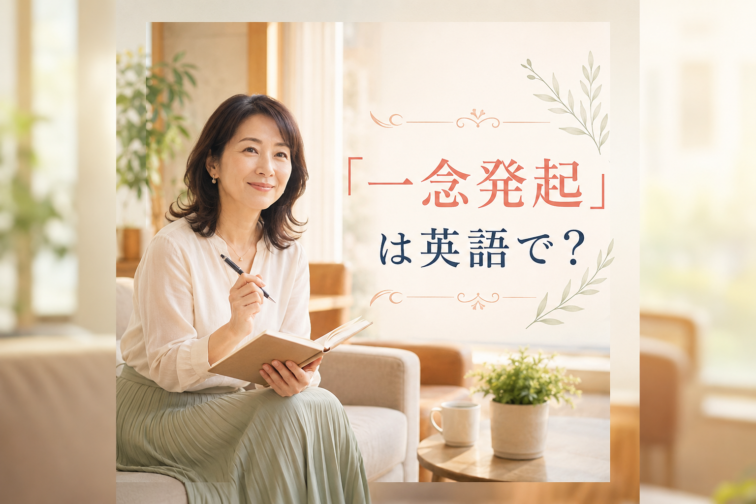「一念発起」は英語で？と学ぶ女性
