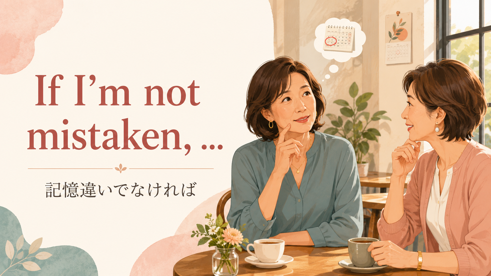 If I’m not mistaken, ...を使って記憶違いでなければと話す女性たち