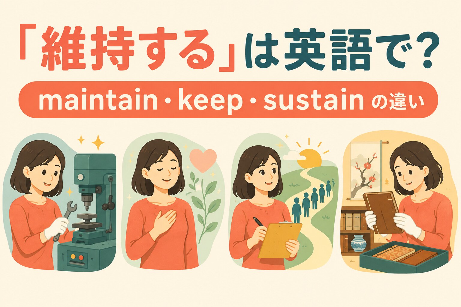 「維持する」の英語 maintain・keep・sustain の違い