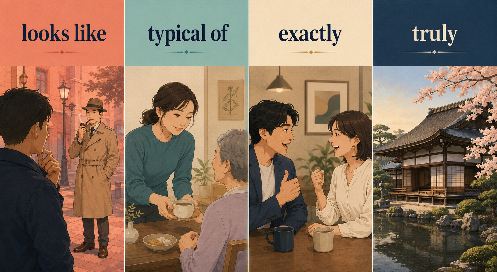 looks like、typical of、exactly、trulyの使い分け