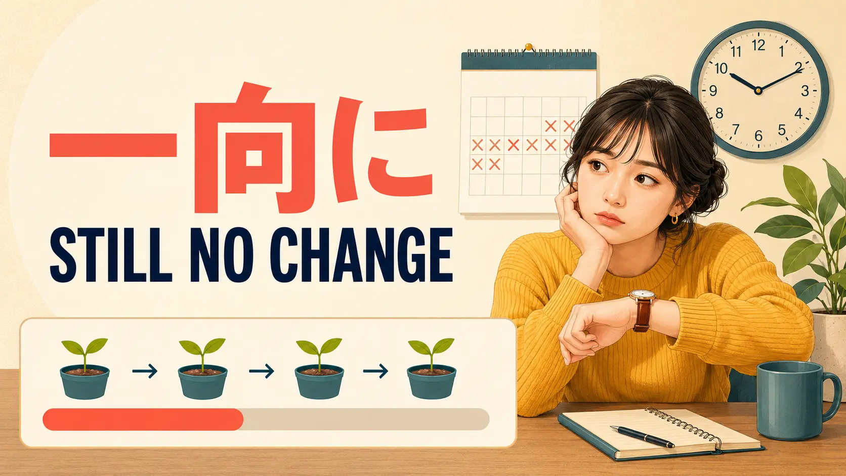 「一向に」は英語で？not at all・still not・show no sign ofの違い