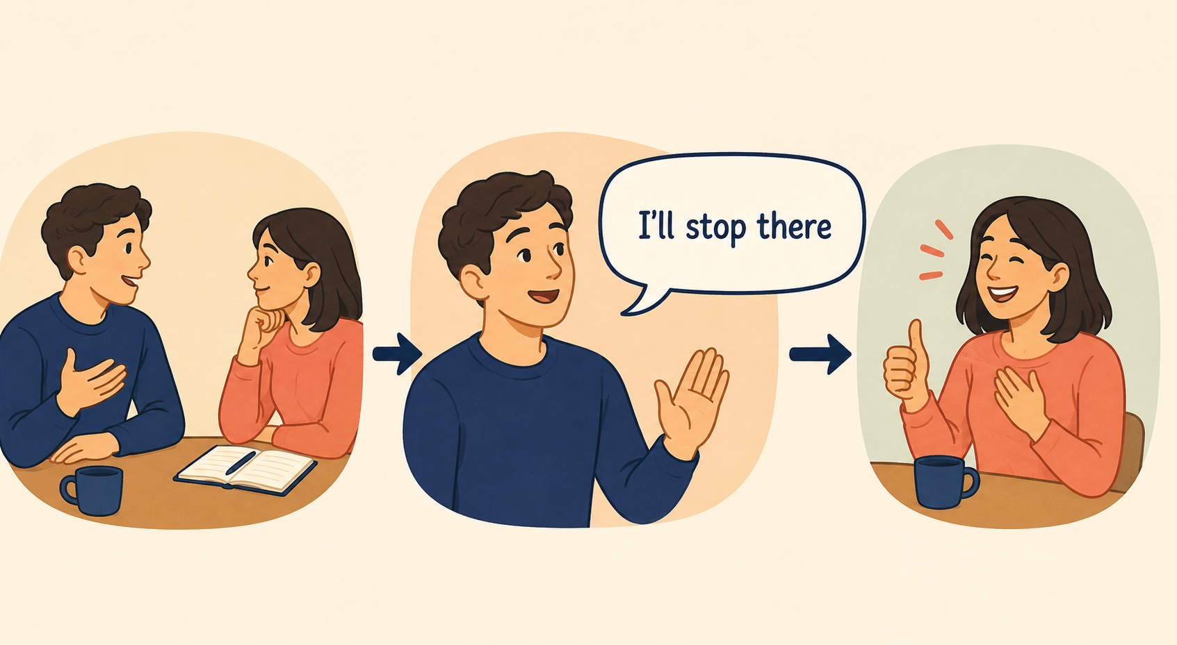 I'll stop thereを使う会話の流れ