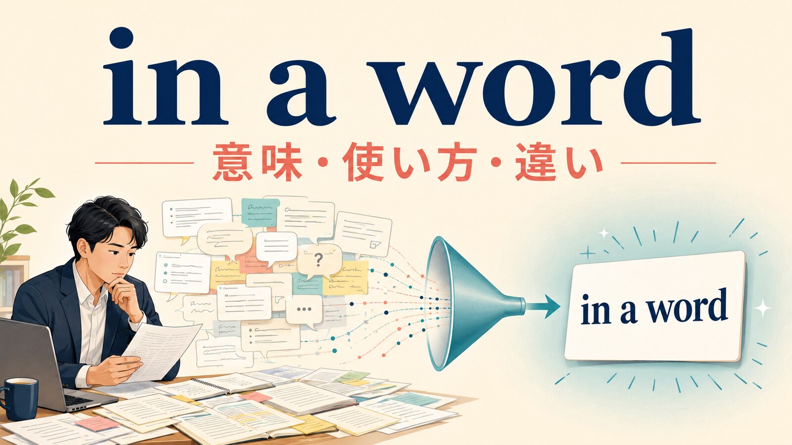 in a wordの意味は？「一言で言えば」の使い方とin shortとの違い