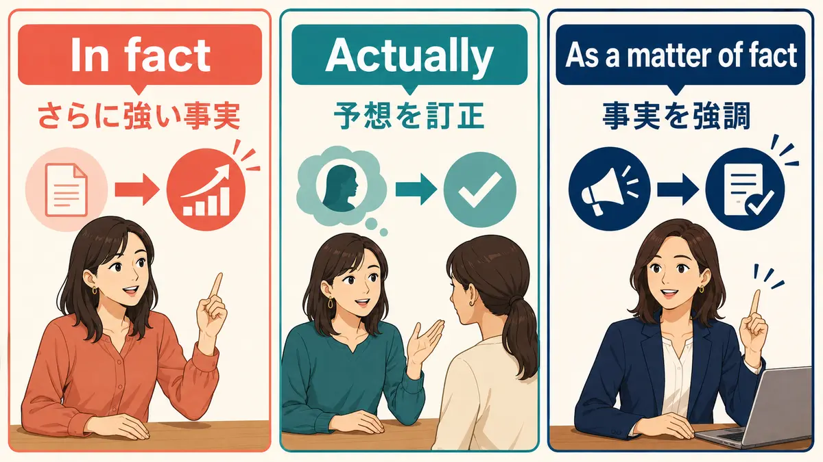 In fact・Actually・As a matter of factの使い分け