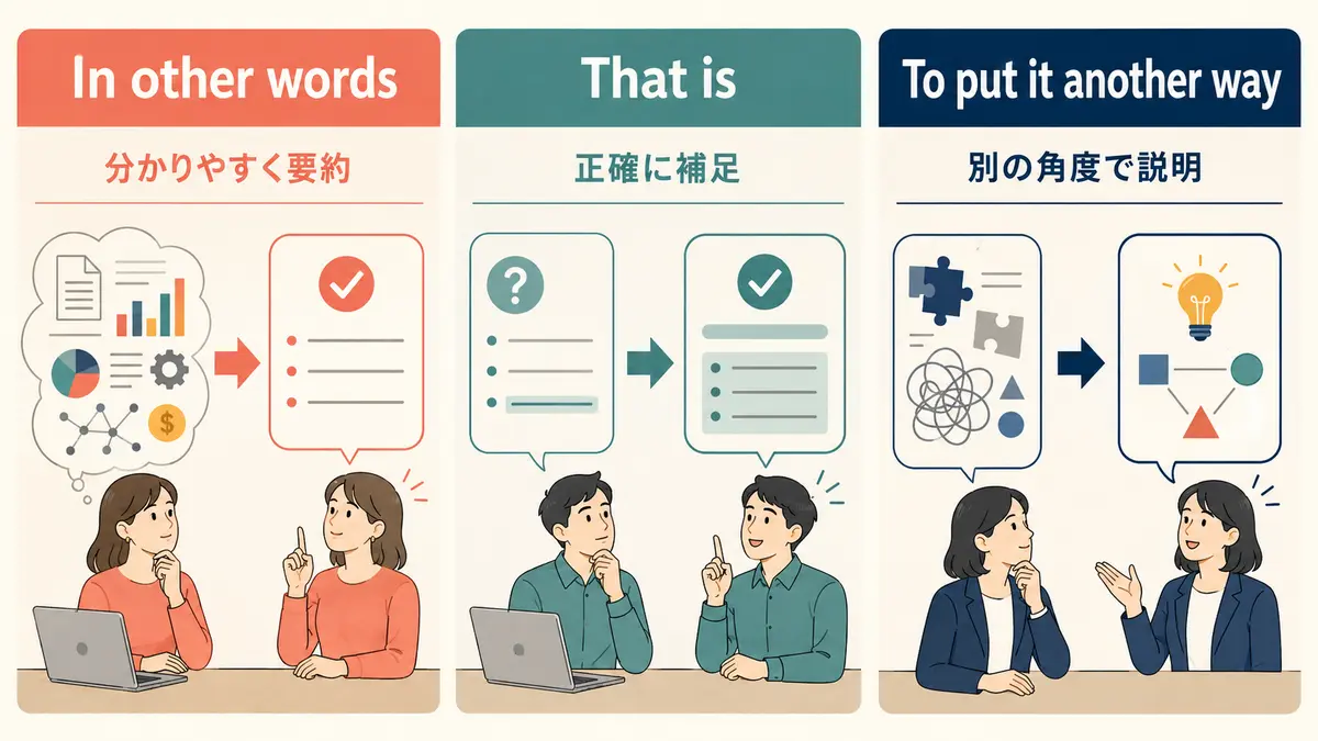 In other words・That is・To put it another wayの使い分け