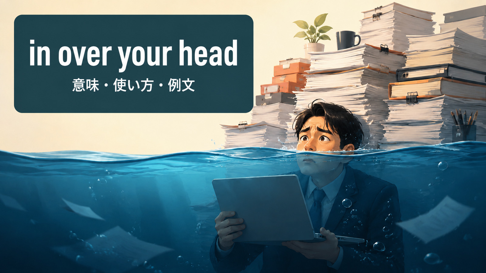 in over your headの意味は？「手に負えない」の使い方と例文