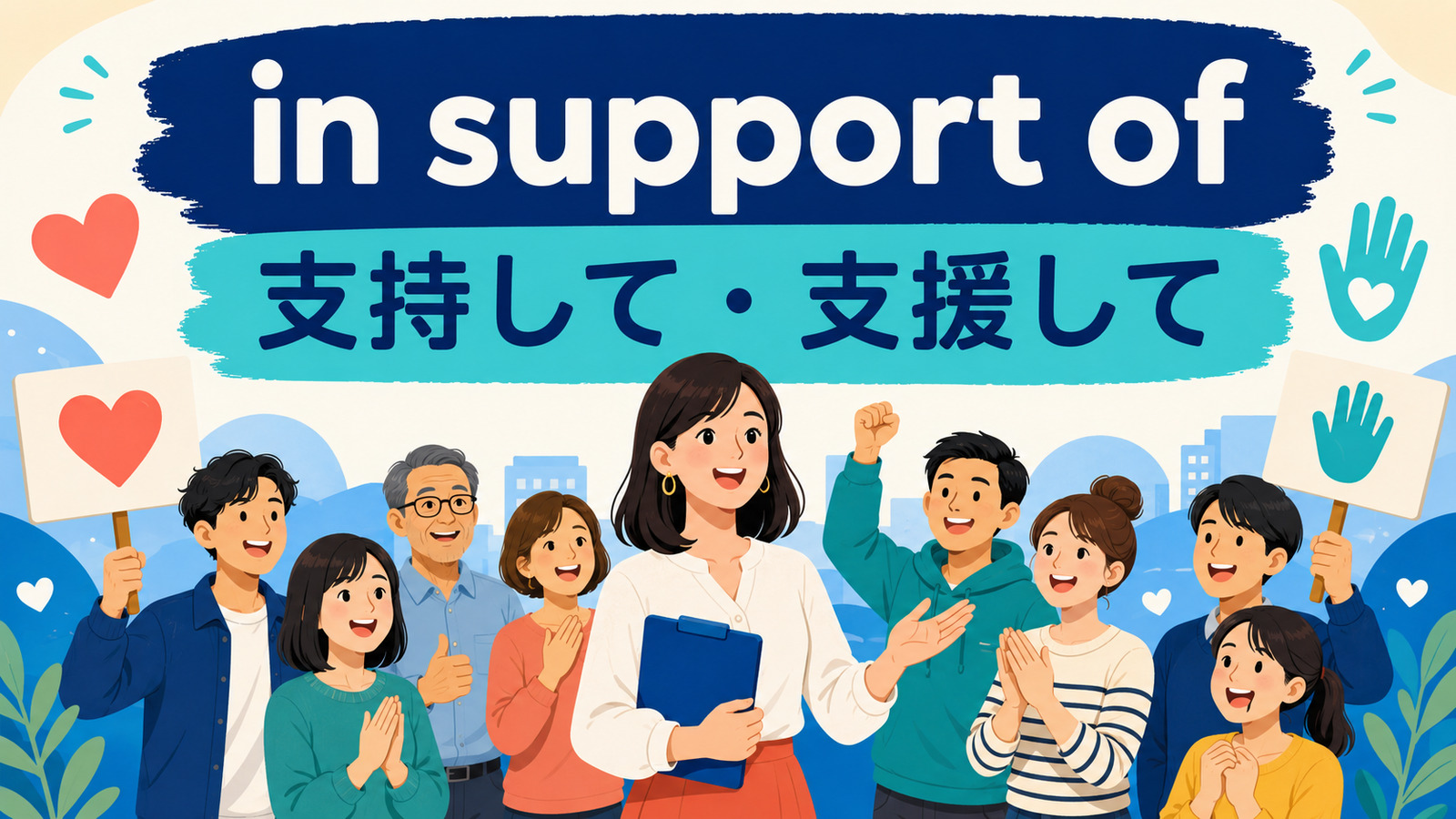 in support ofの意味は？「支持・支援して」の使い方とin favor of・in aid ofとの違い