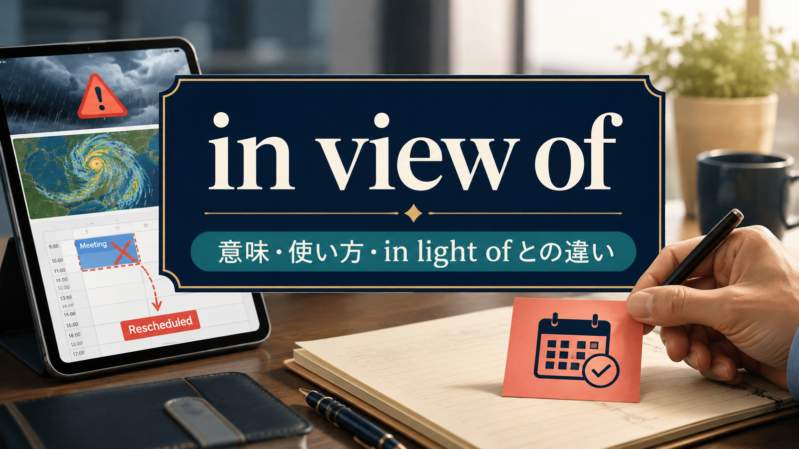 in view ofの意味は？使い方・語順とin light of・consideringとの違い
