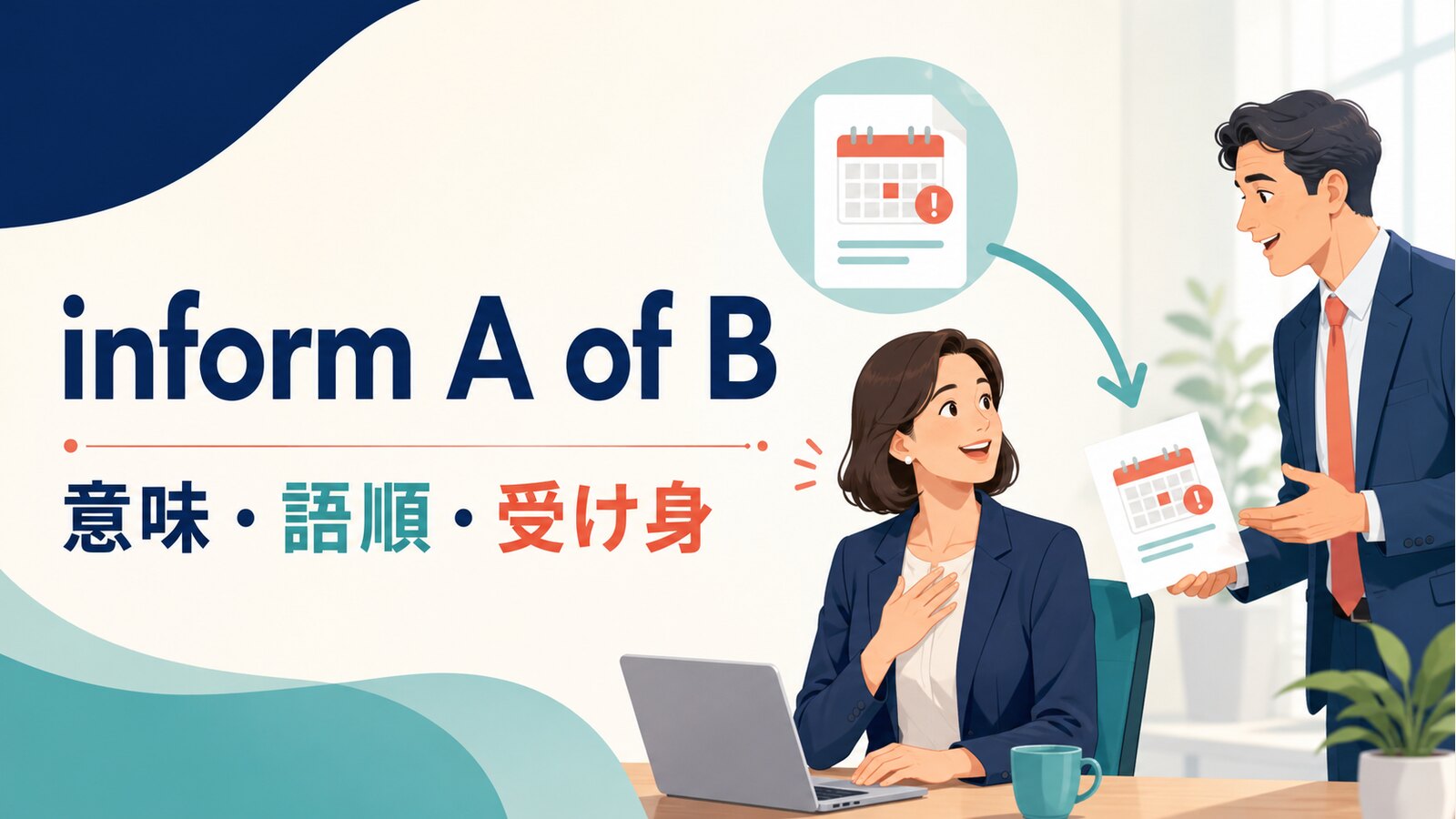 inform A of Bの意味は？語順・受け身とinform A that／tell／notifyの違い