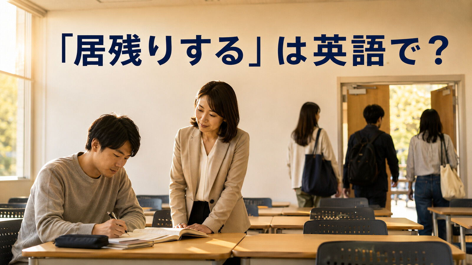 「居残りする」は英語で？放課後の教室に残る学習者