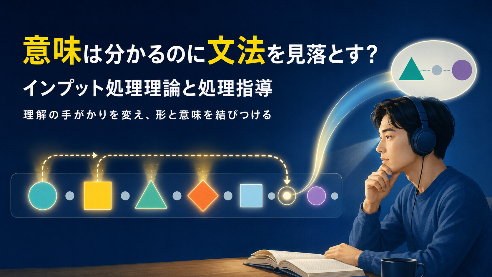 意味を優先して文法形式を見落とす入力処理と処理指導のイメージ