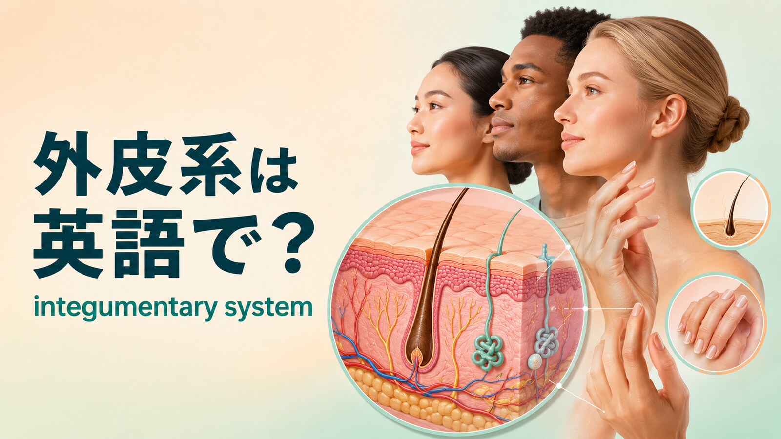 外皮系は英語で？integumentary systemと皮膚・髪・爪・汗腺の仕組みを図解