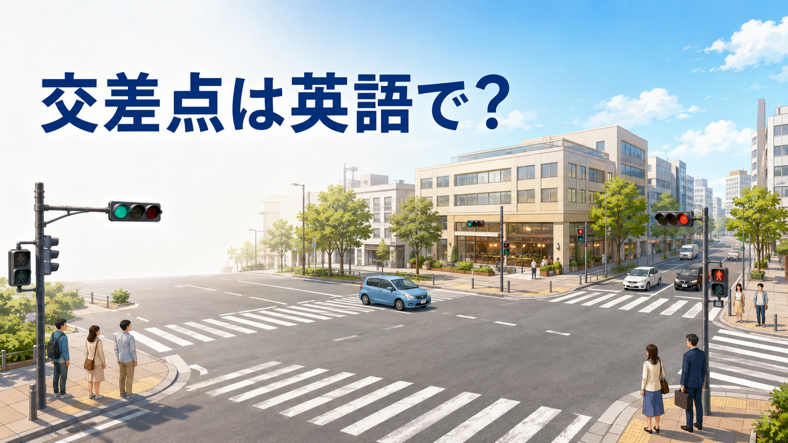 交差点は英語で?intersectionを解説するアイキャッチ