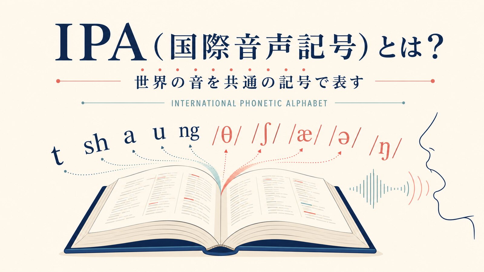 IPA(国際音声記号)が世界の音を共通の記号で表す仕組みであることを示すイラスト