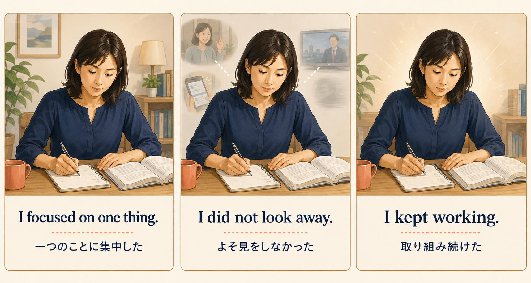 一心不乱を表す初心者向けの簡単な英語