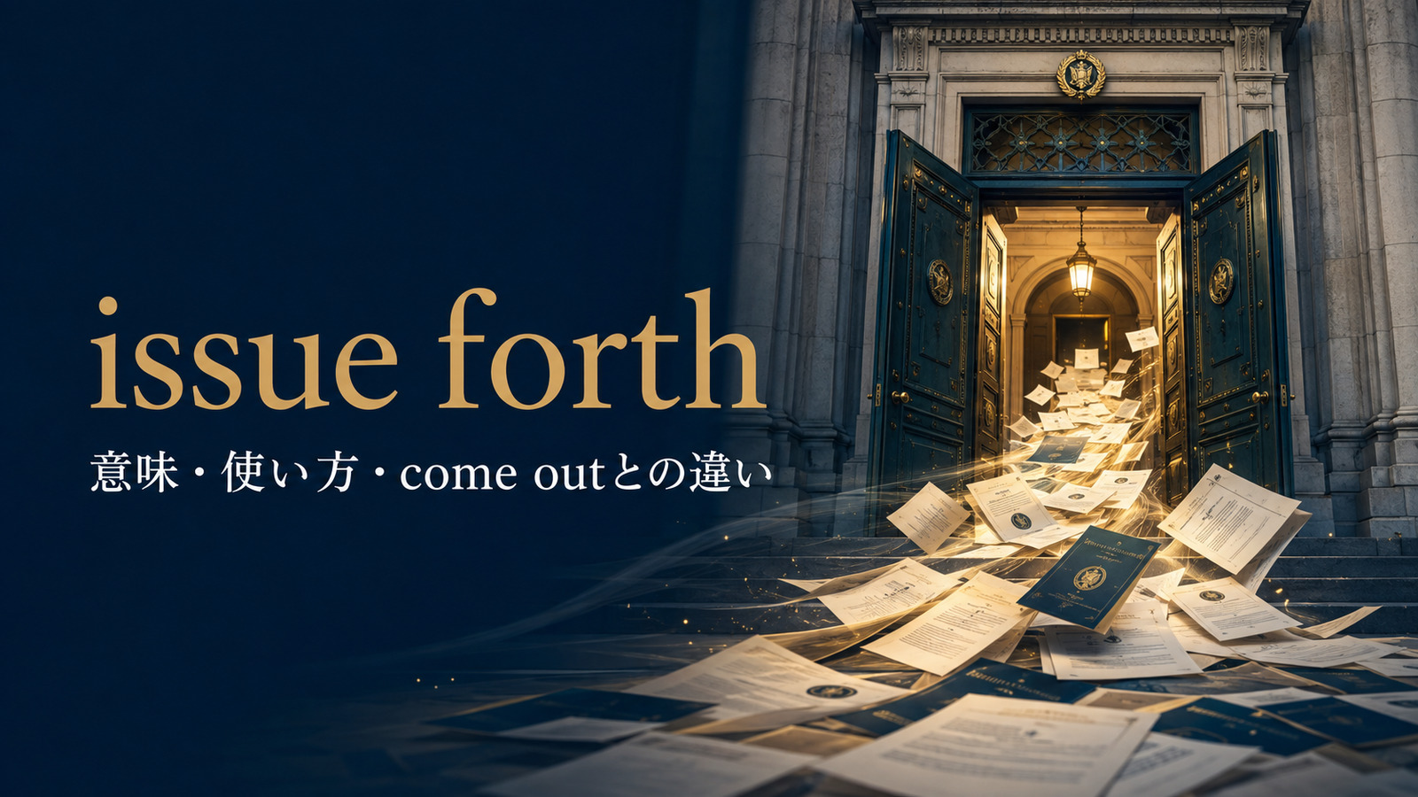 issue forthの意味は？使い方・語順とcome out、emanate fromとの違い