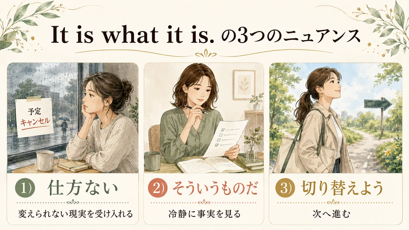 It is what it isの3つのニュアンス:仕方ない・そういうものだ・切り替えよう