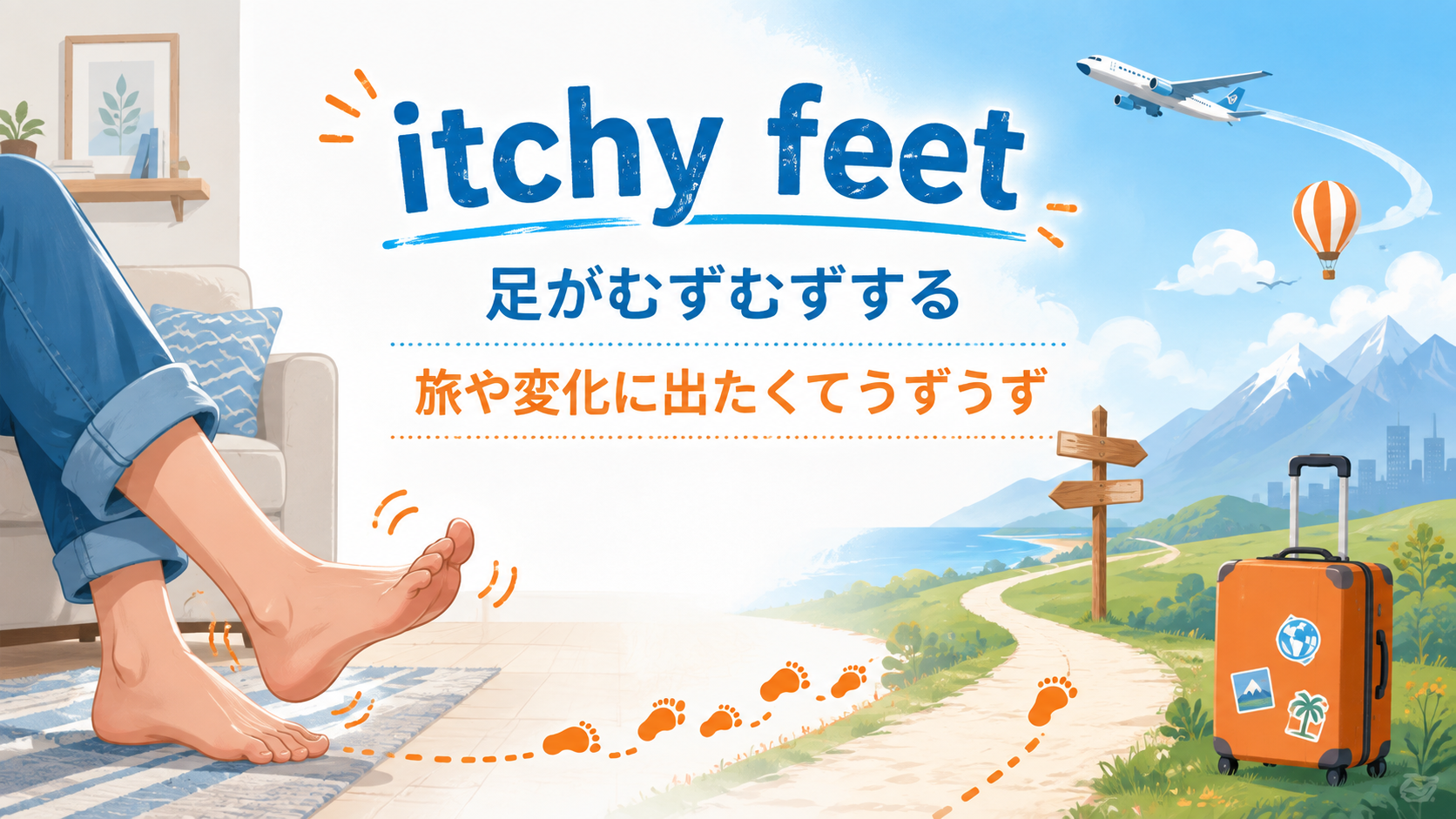 itchy feetの直訳イメージと実際の意味