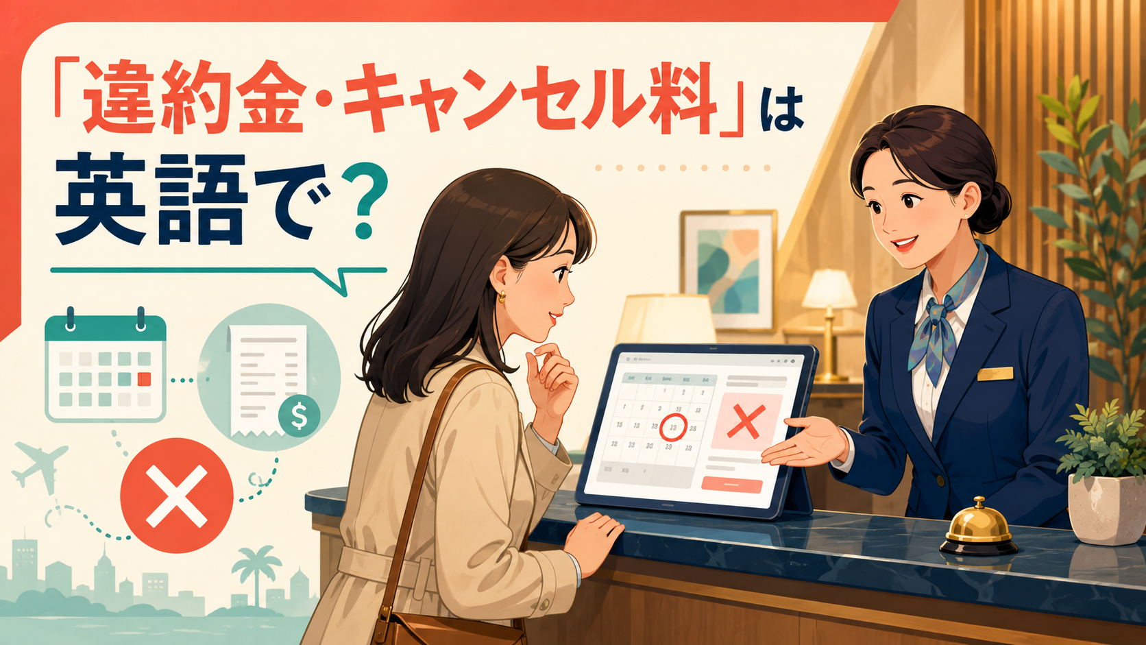 ホテルでキャンセル料について確認する場面