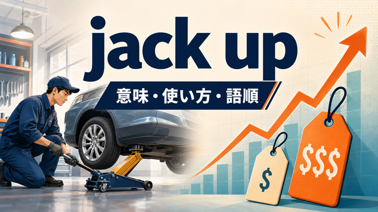 jack upの意味は？「持ち上げる・価格を急に上げる」の使い方と語順