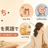 気持ち・意志・行動を表す日本語を英語で使い分けるイラスト