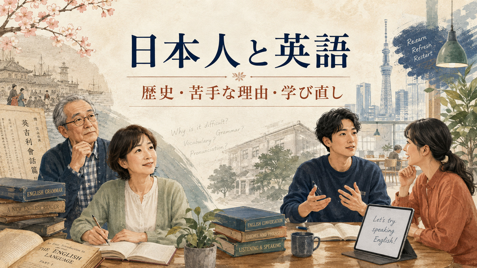 日本人と英語の歴史・苦手な理由・学び直しを示すアイキャッチ