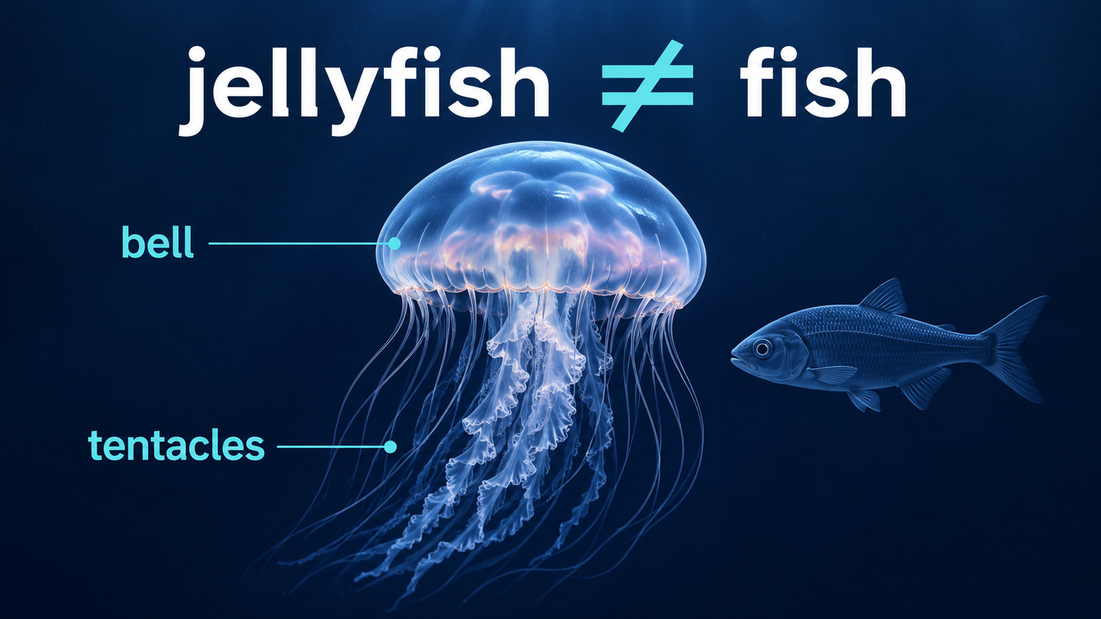 jellyfishはfishではないこととbell・tentaclesを示す解説図