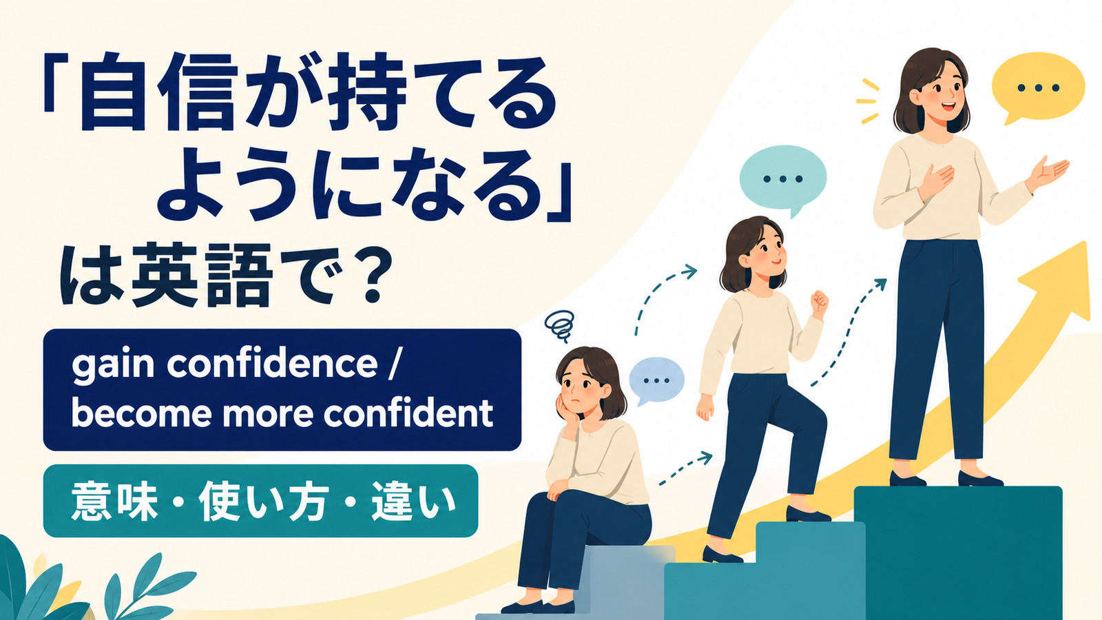 「自信が持てるようになる」は英語で?gain confidenceとbecome more confidentの違い