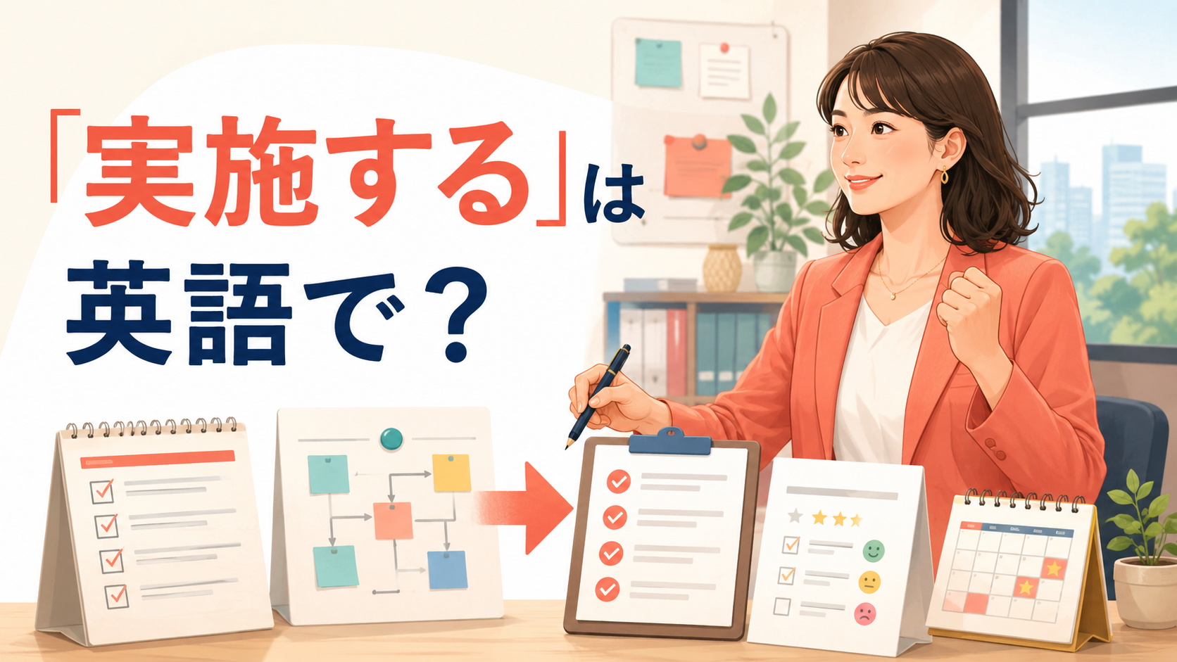 「実施する」は英語で？conduct・carry out・implement・holdの違い
