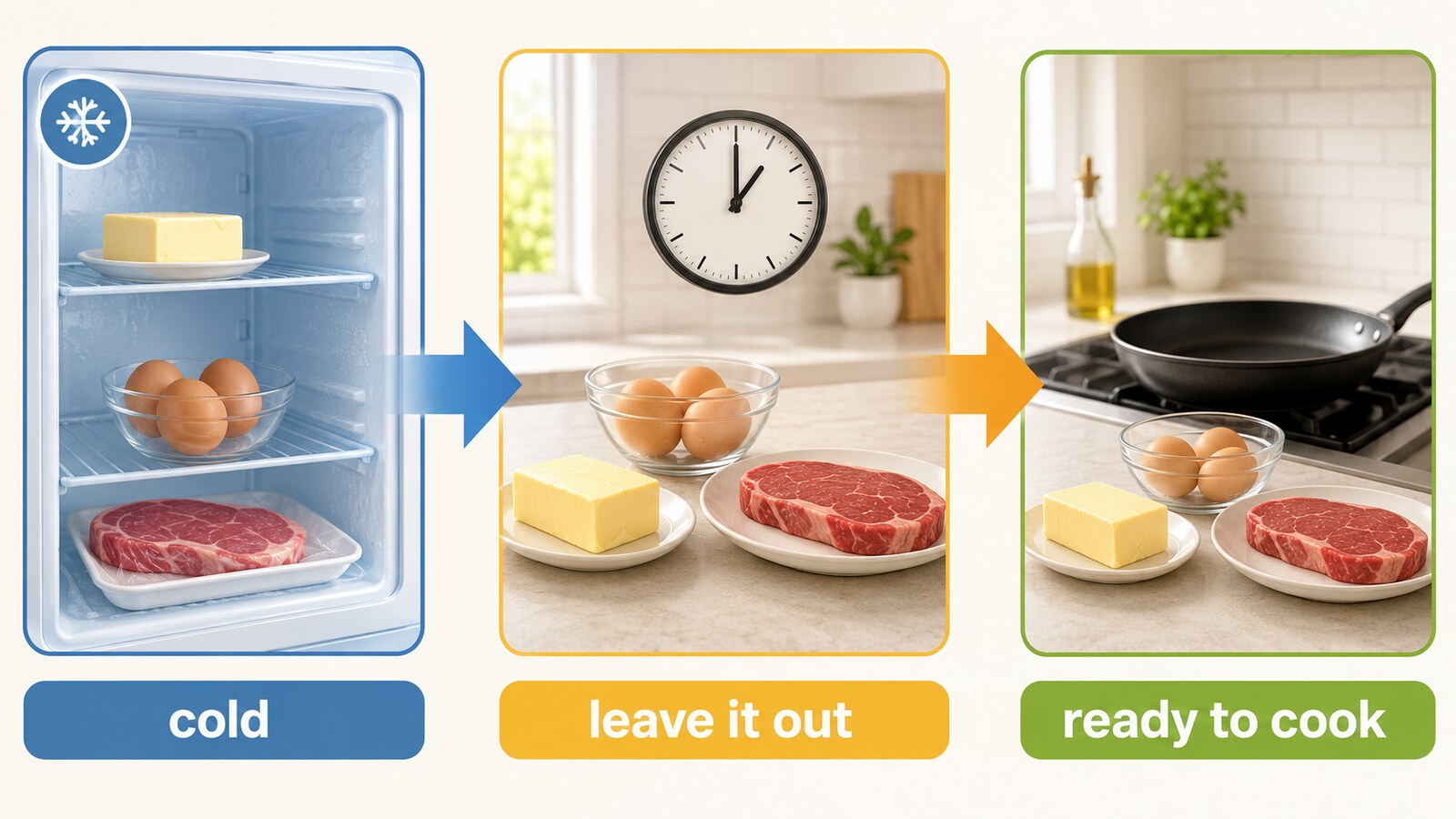 冷たい材料を外に出して待ち調理できる状態にする流れ