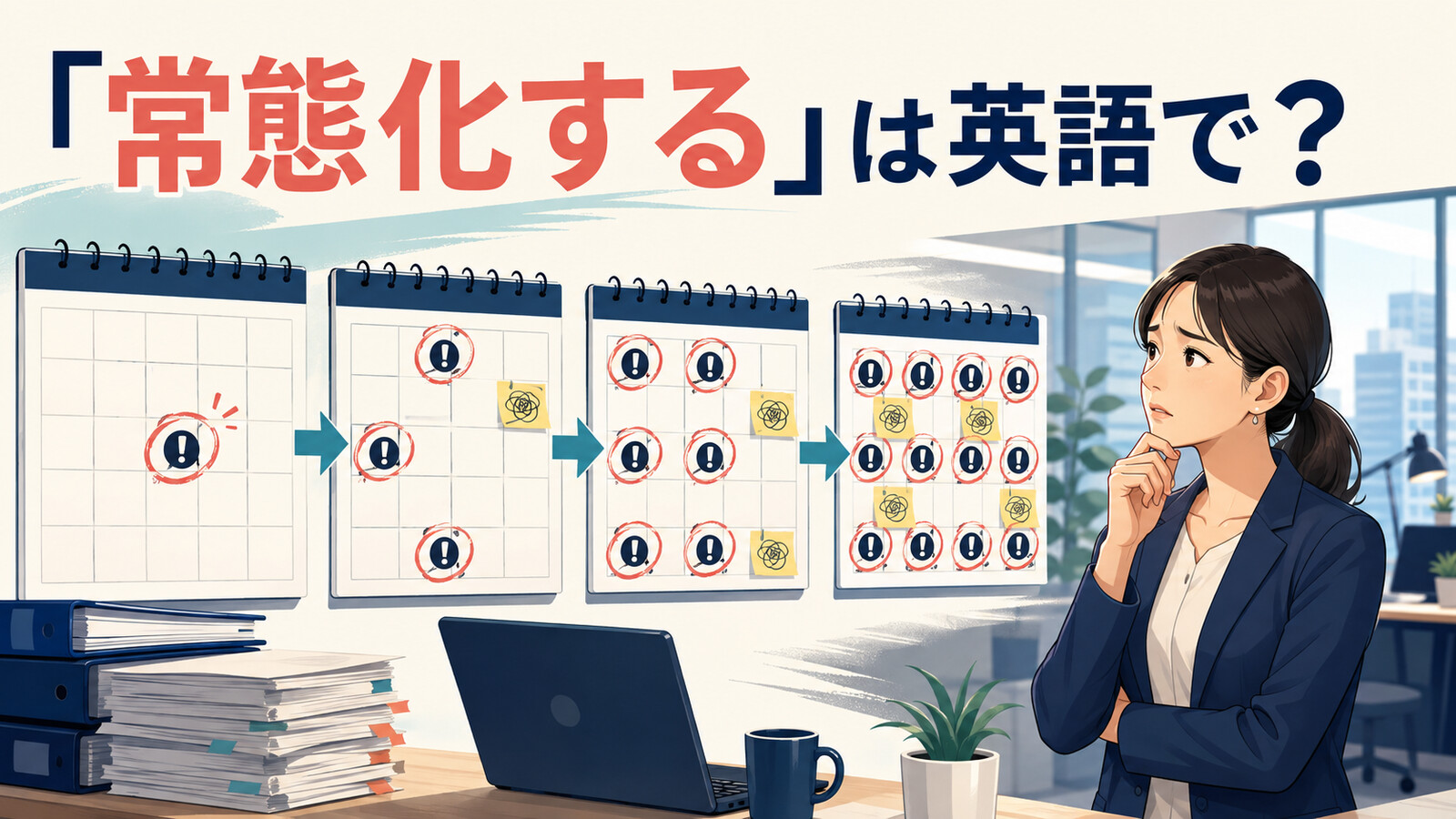「常態化する」は英語で？ 異常な出来事がカレンダー上で繰り返され日常になる様子