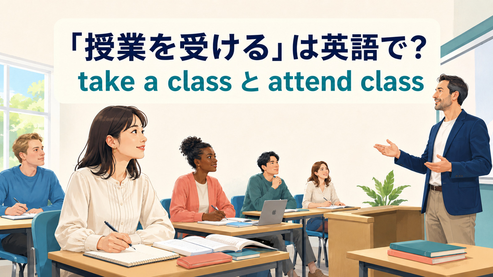 「授業を受ける」は英語で？take a class・attend classの違いと簡単な言い換え