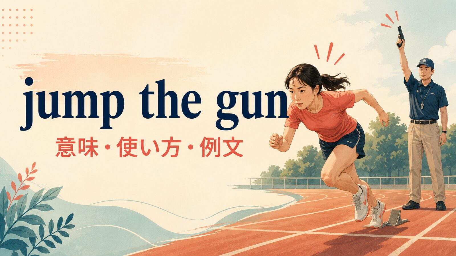 jump the gunの意味・使い方・例文を解説するアイキャッチ画像