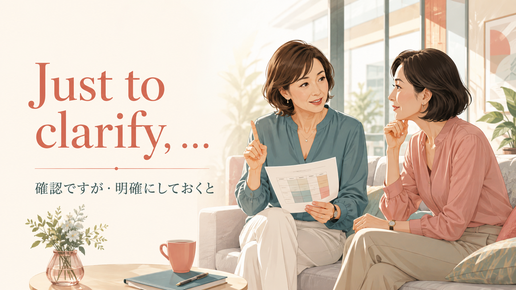 Just to clarifyを使って確認ですが・明確にしておくとと伝える女性たち