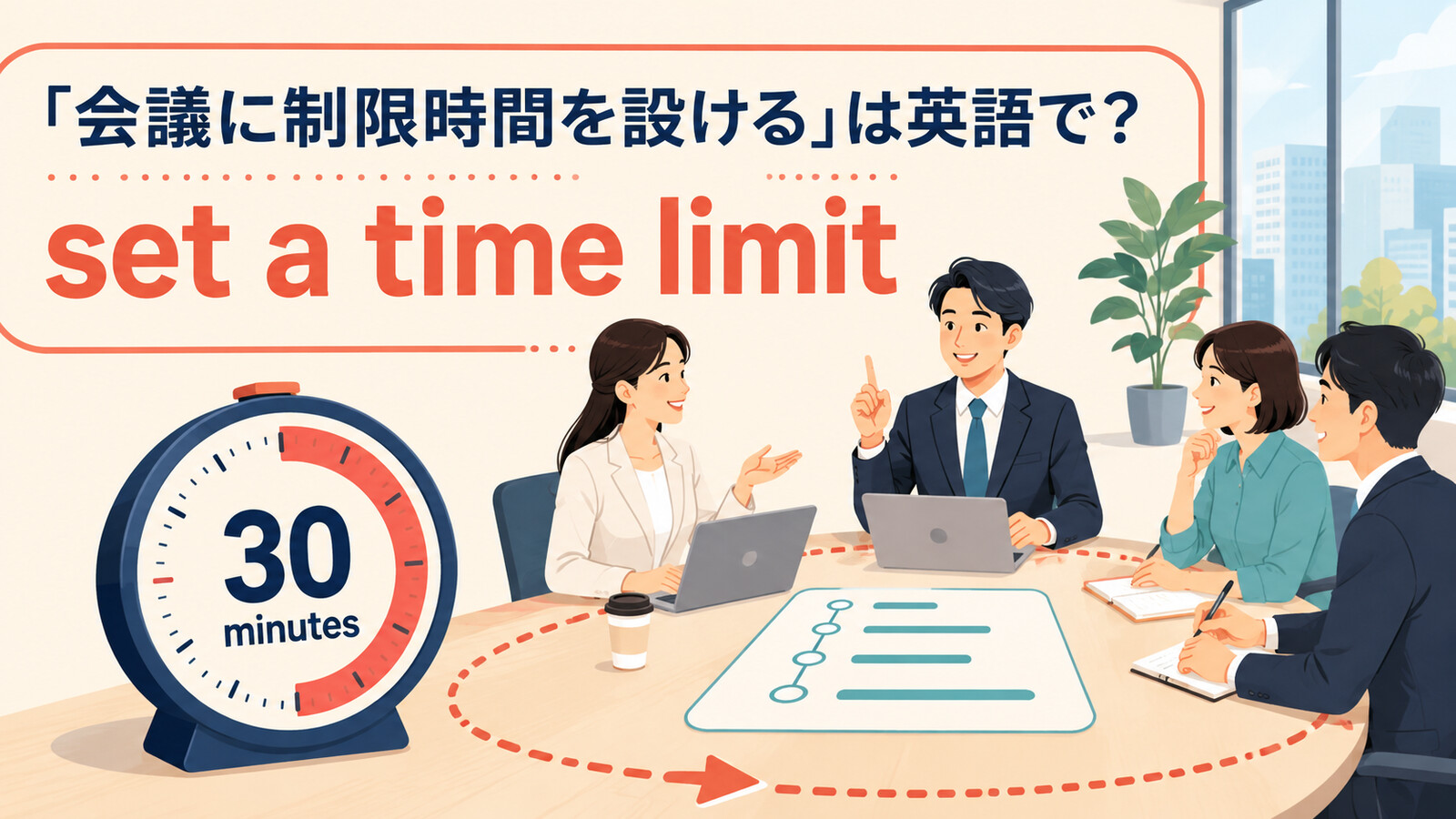 「会議に制限時間を設ける」は英語で？set a time limit・limit・timeboxの違いと簡単な言い換え