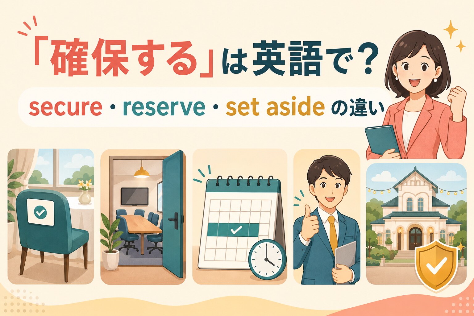 「確保する」の英語 secure・reserve・set aside の違い