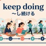 keep doing（〜し続ける）の意味を表すアイキャッチ画像